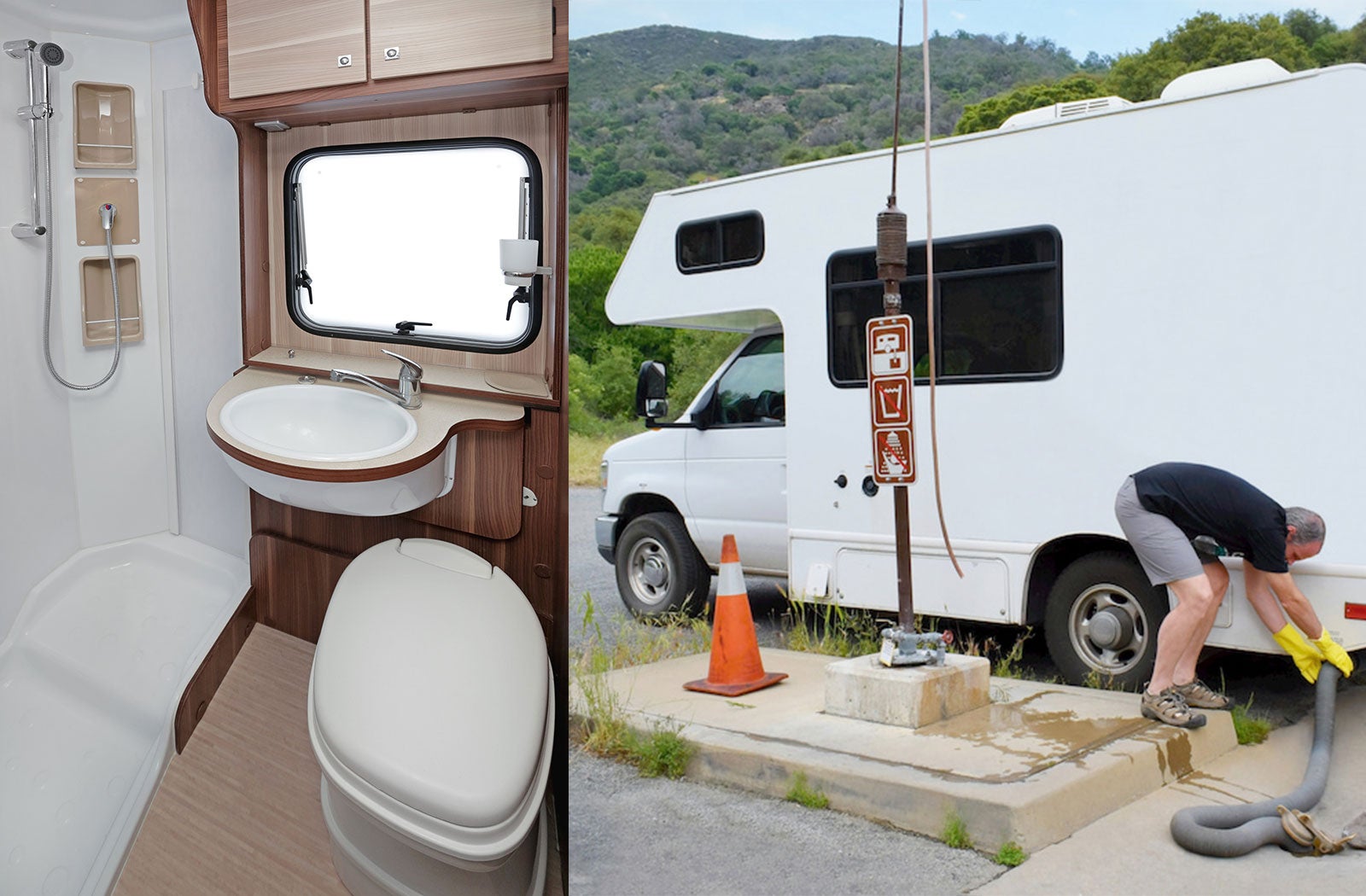 Portable RV/camper toilet and holding tank setup in South Haven, Michigan